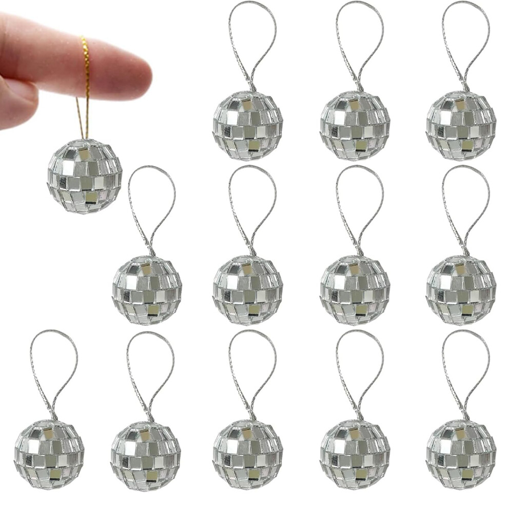 Joyvox 12 Pcs Mirror Balls - 1.6 Inch Mini Disco Balls, Reflective Par