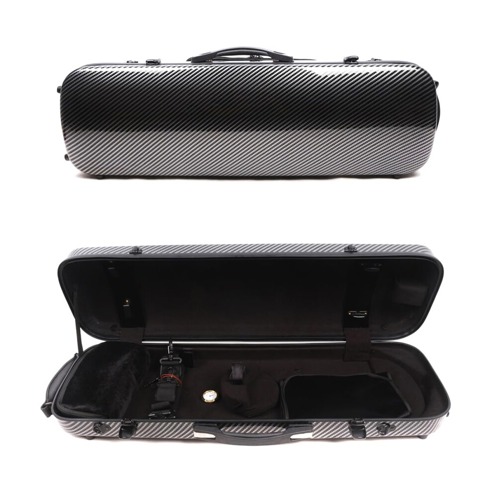4/4 New violin Case Carbon fiber case for Violin Oblong Shape Strong Light Full size with music Sheet Bag Thick padding with Back strap