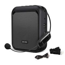 SHIDU Mini Voice Amplifier Portable Bluetooth Speaker with UHF Wireless Microphone Headset 10W 1800mAh PA system Supports MP3 Format Audio for Teache