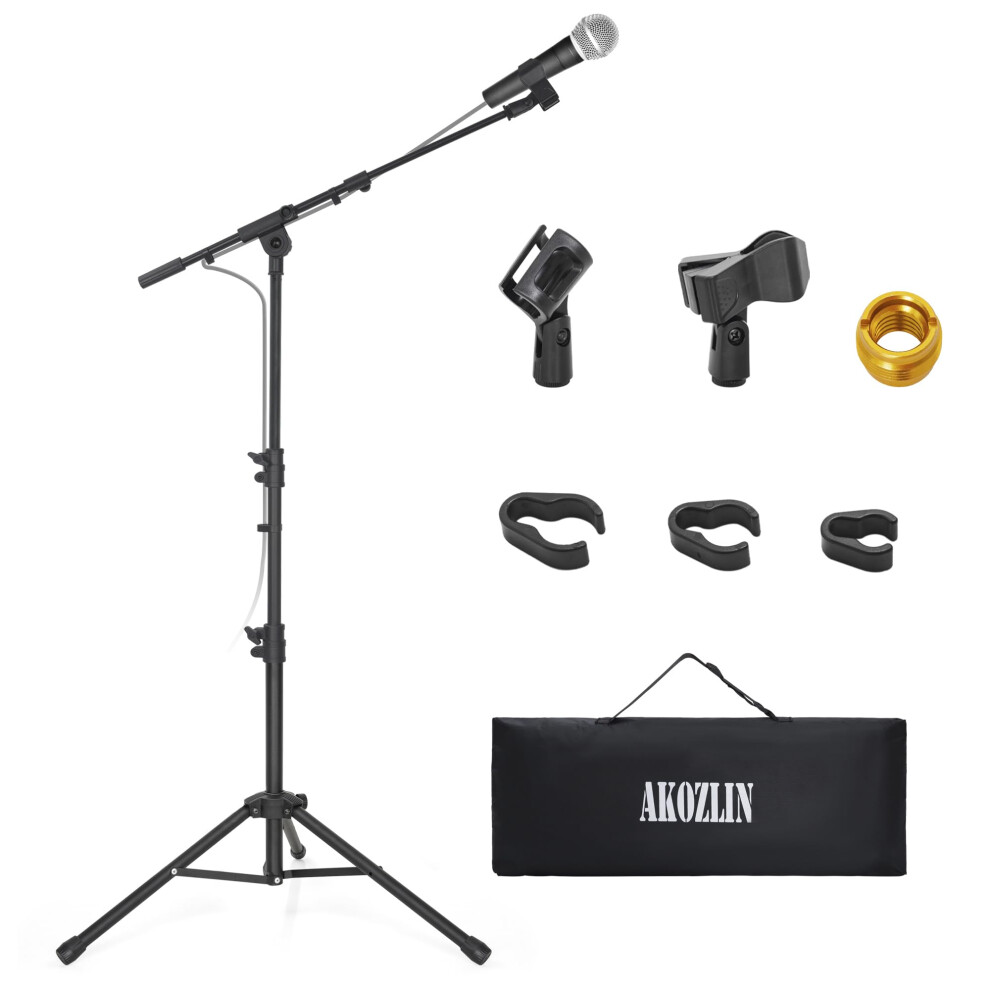 Akozlin Microphone Stand, Boom, Tripod Stand, Foldable, Extendable Arm
