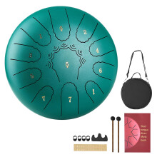 VEVOR Steel Tongue Drum, 10 in 11 Notes Rain Drum for Outside Garden, C Major Musical Drums with Music Book & Mallets, Percussion Instrument for Medi