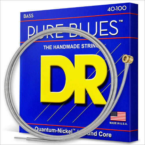 DR PB-40 Strings PURE BLUES - Quantum Nickel Bass Strings: Light 40-100, Silver