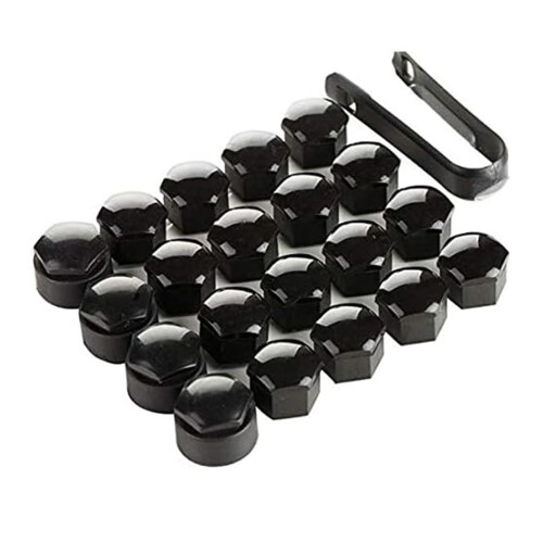 AUTOUTLET 20 Pcs Black Wheel Nut Caps Bolt Covers 17 mm Universal