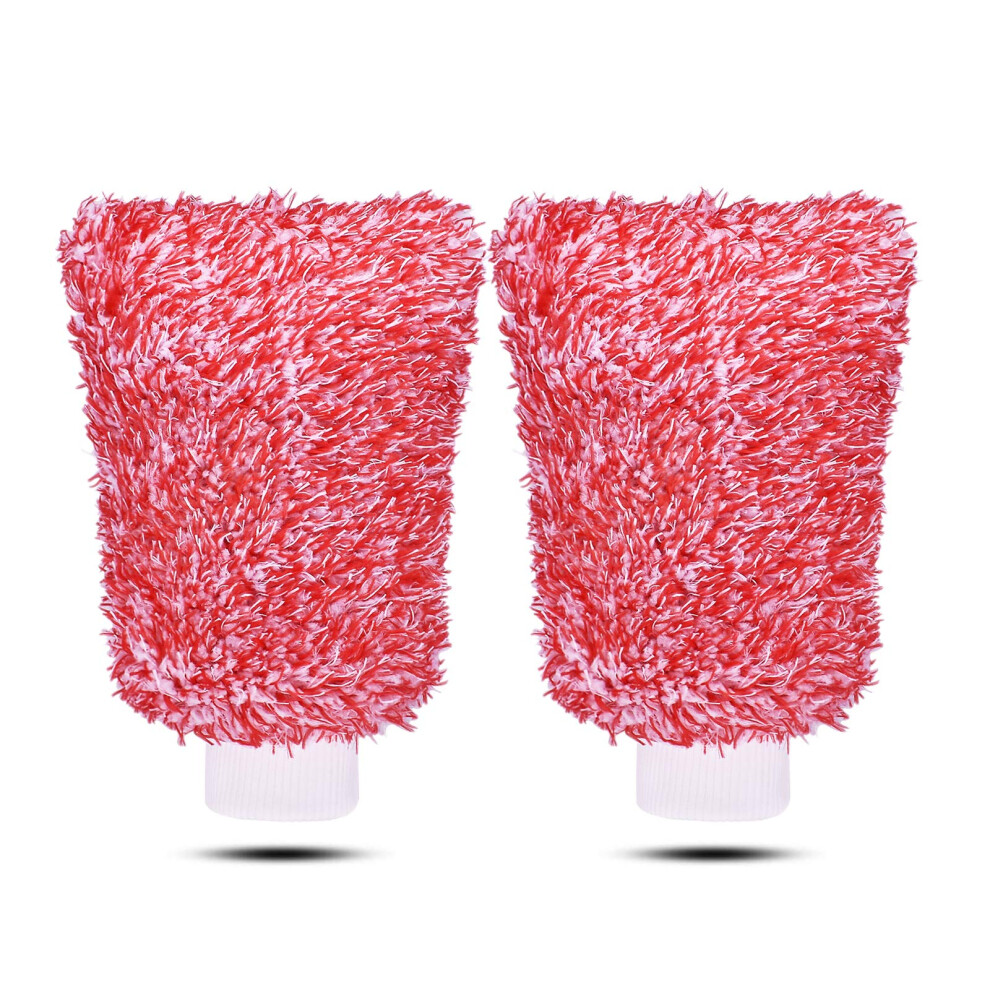 Mokani Microfiber Car Wash Mitt Cleaning Gloves Equipment Sponges 2 Sets Pr Red 3207824214300