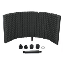 aleawol Microphone Isolation Shield, 5 Panel Microphone Acoustic Shield, 180 Adjustable Mic Isolation Shield, Microphone Sound Shield for Any Conden