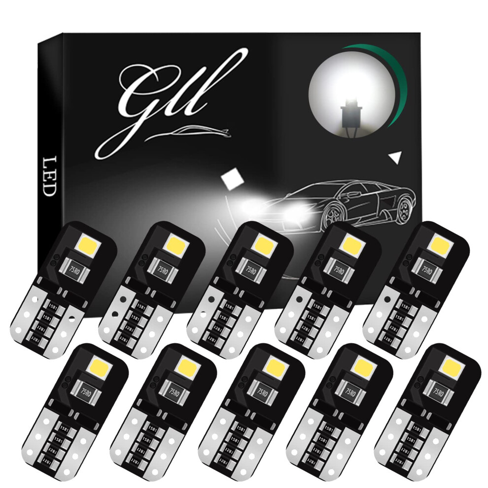 Gll 10Pcs T10 Led Bulbs, W5w 501 Wedge Bulbs, Super Bright 130Lm Green 5006386622824