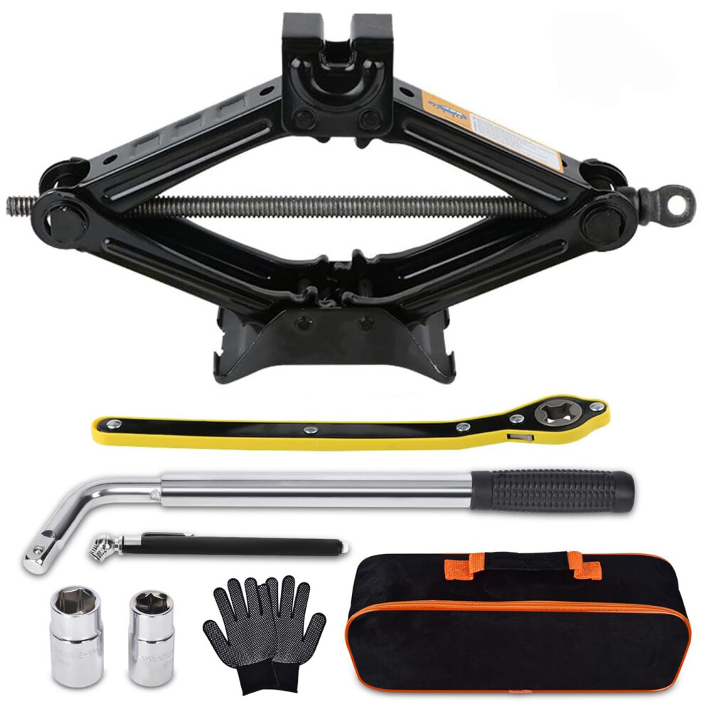 Rarapop Car Jack Kit Scissor Jack For 2 Ton 4409 Lbs Tire Jack Tool Univers 8313819055676