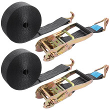 YOUNTHYE 2 Set Ratchet Straps Heavy Duty, 5cmx10m Ratchet Tie Down Straps with Metal J Hooks, 5000kg Break Strength, Adjustable Ratchet Tie Down Stra