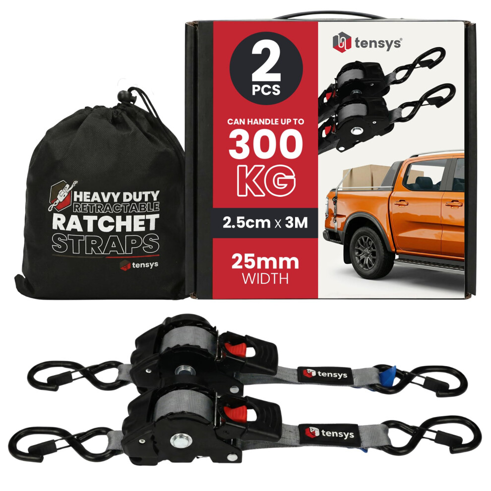 Auto Retract Ratchet Straps Heavy Duty Â 300Kg Max Break Capacity Self Retracting Tie Down Strap Set With Hooks Cushioned Grips For Cargo Trailer Mo 9136294549534