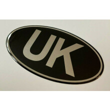 100mm UK Car Oval Gel Domed Sticker Sticker/Decal - Retro - Chrome on