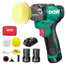 DCA 12V Cordless Buffer Polisher, 75mm Brushless Mini Car Polisher & 50mm Sander Machine Kit with 2X 2.0Ah Batteries, 2 Variable Speed 2800-8300RPM fo