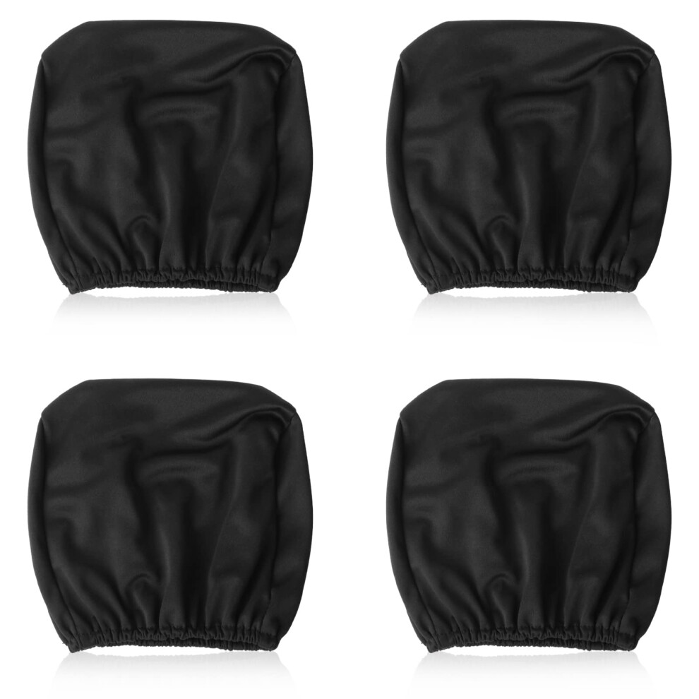 Jetisva 4Pcs Universal Car Headrest Cover Set - Dustproof Washable Elasticated Seat Covers For Front And Rear Head Protector Black 5051226423482
