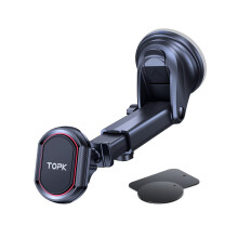 TOPK Car Phone Holder, Magnetic Phone Car Mount for Windshield and Dashboard,[Strong Suction] Adjustable Long Arm with Strongest Magnet for Cellphone