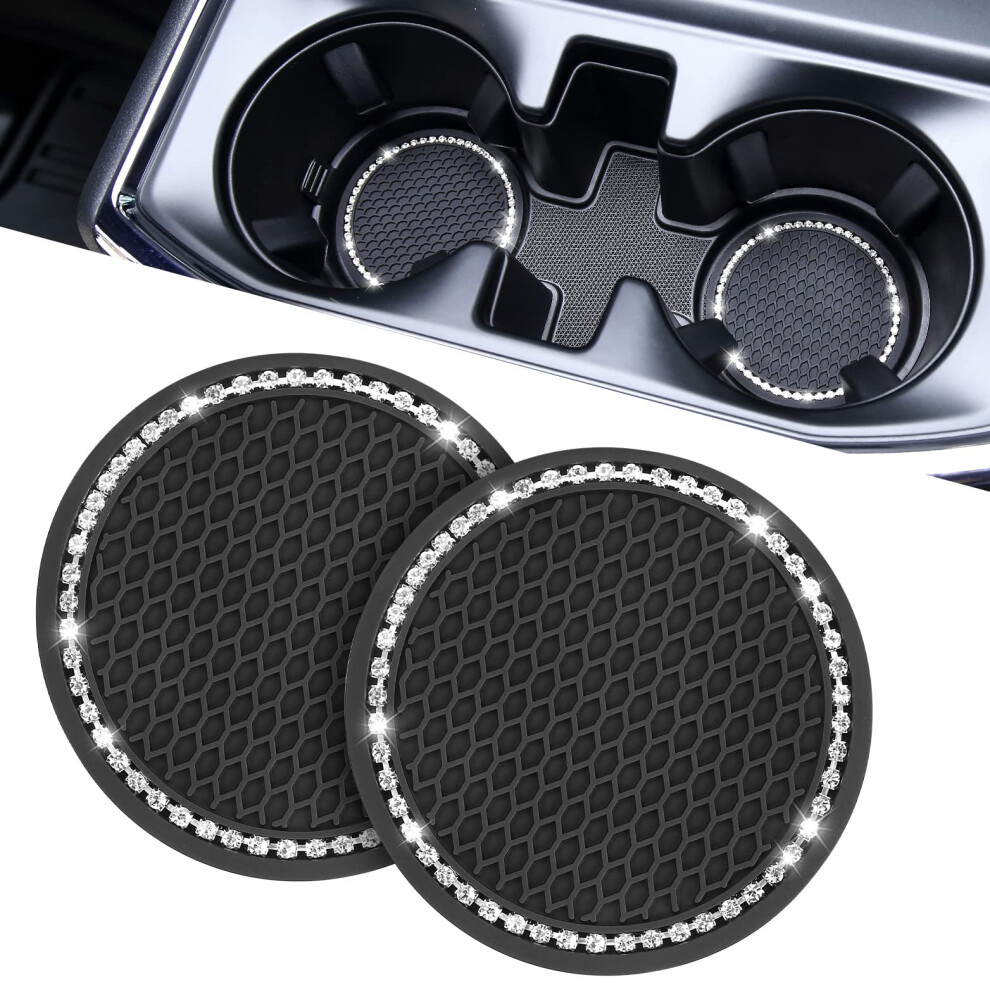 Joytutus Car Cup Holder Coaster, 2.67 Inch Universal Car Cup Holder Insert With Crystal Rhinestone, 2 Pcs Anti Slip Cup Holder Coasters For Car, Car 7864799611556