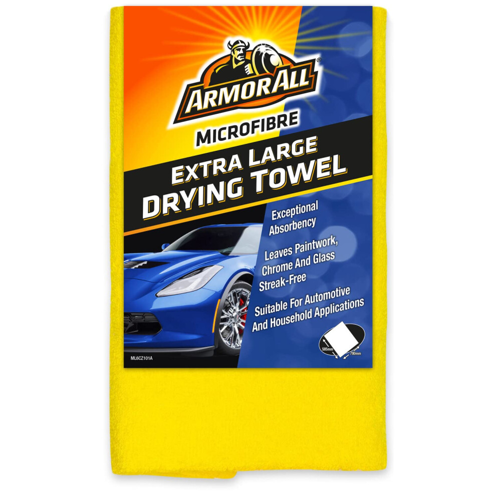 Car Cleaning Kit, Armor All, Microfibre Drying Towel, Extra Large, Set Of 1, Yellow 8760867923592