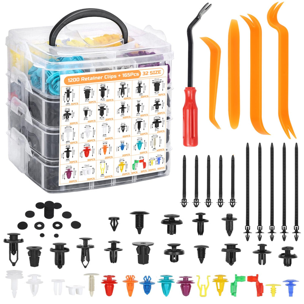 Dubull 1365Pcs Car Trim Clips Plastic Fasteners Set, Automotive Body Door Panel Clip Fixings 5051226502453