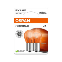 OSRAM ORIGINAL LINE 12V, PY21W, signal lamp, Metal Base, Double Blister, (2 lamps)