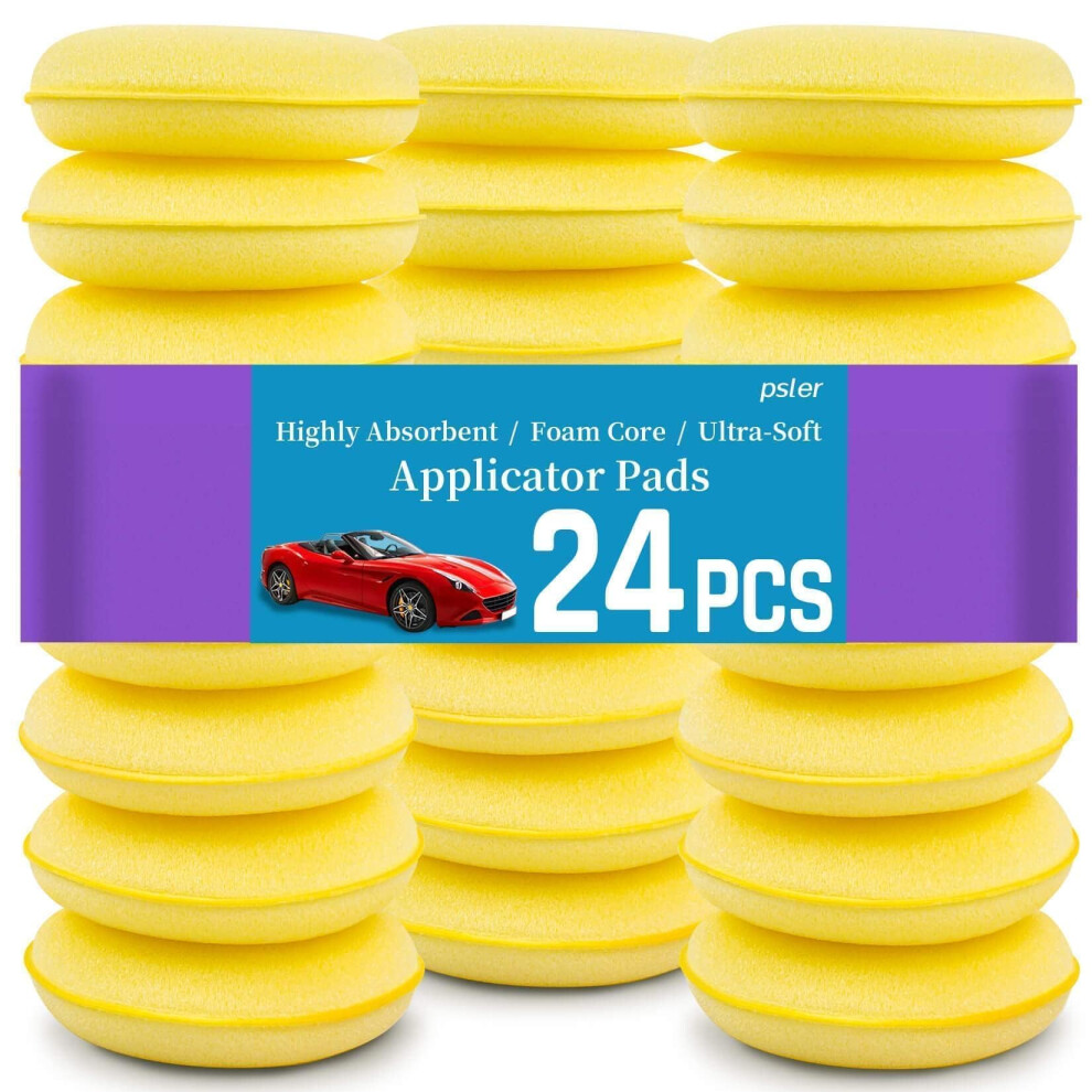 24Pcs Car Wax Applicator Pads - Foam Applicator Pad Soft Polishing Sponge For Car Detailing Waxing Buffing Reusable Round Pad For Paintwork Shine Fin 5440606391327
