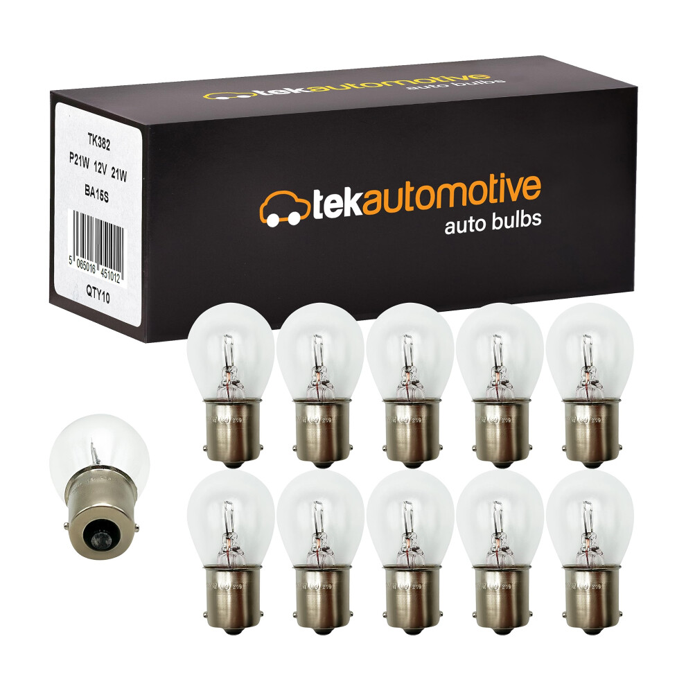 Tek Automotive 382 P21w Bulb 10 Pack Â 12V 21W Ba15s Indicator Bulbs, Single Filament Brake & Reverse Car Bulbs Light 5001368565403