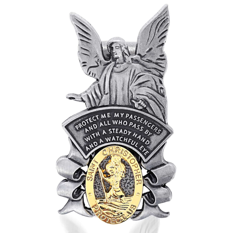 Cobee St Christopher Medal For Car, Car Saint Christopher With Guardian Angel Visor Medal Clip Religious Sun Visor Clip Bless Driving Safety New 5051226533044