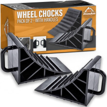 Xtremeauto Wheel Chocks with Handles – Tyre Saver Brake Stoppers Ridged Wedges for Cars, Caravans, Horseboxes, Trailers & Motorhomes (2 Pack)