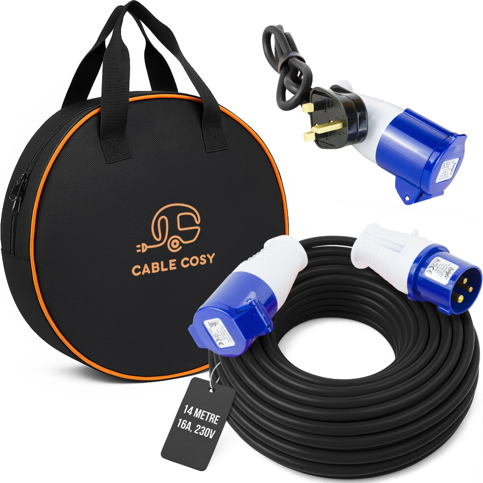Photos - Electrical Wire & Cable Luigi's 14 Metre Mains Extension Cable with Fly Lead Converter & Waterproof Carry Case - Long Electrical Hook Up Adapter for