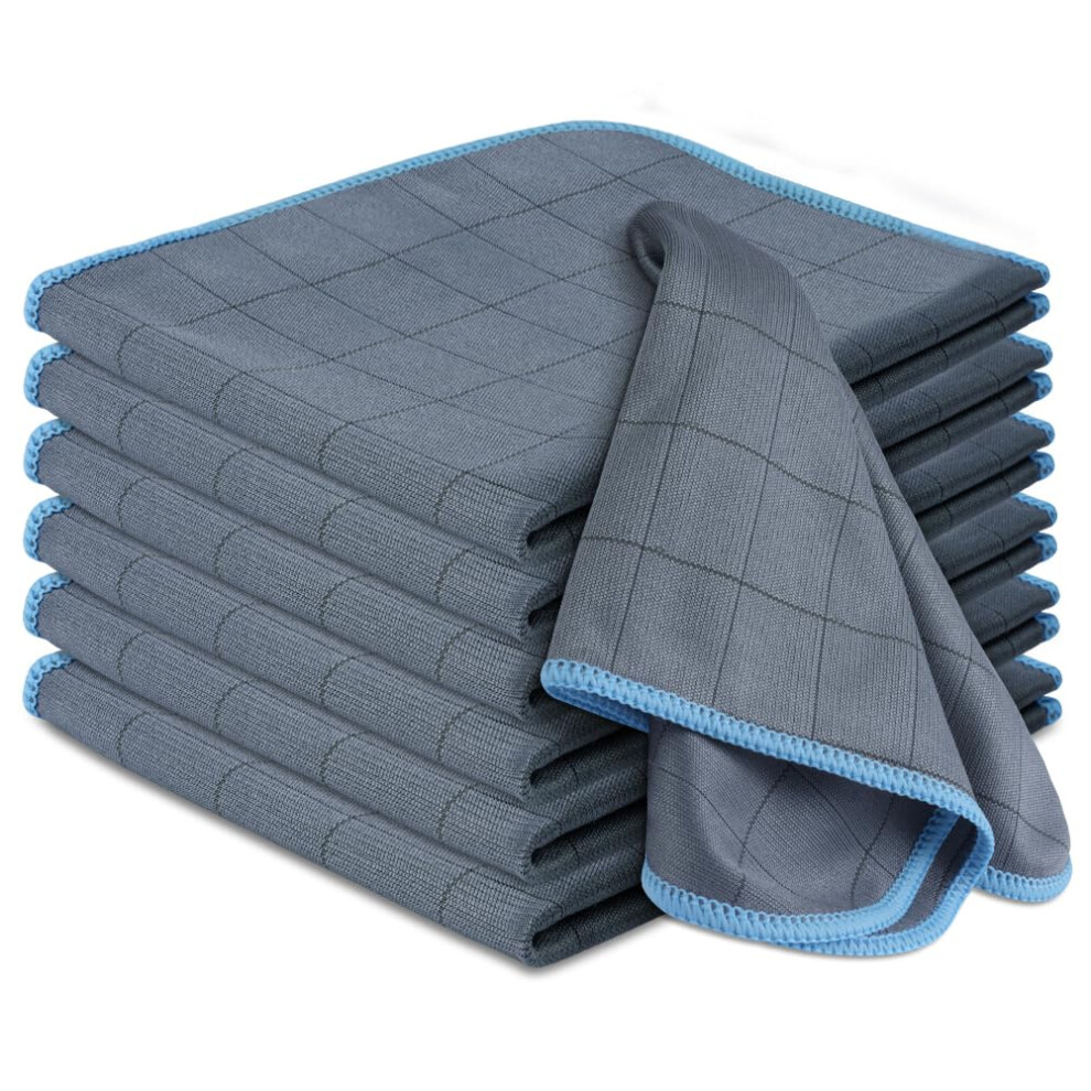 Adiwo Microfibre Glass Cloths, 6Pcs, 400Gsm Microfiber Towel, Streak Free Dish Cloths, Lint Free, Carbon Polishing Cloth For Car, Windows, Mirror 5051226526244