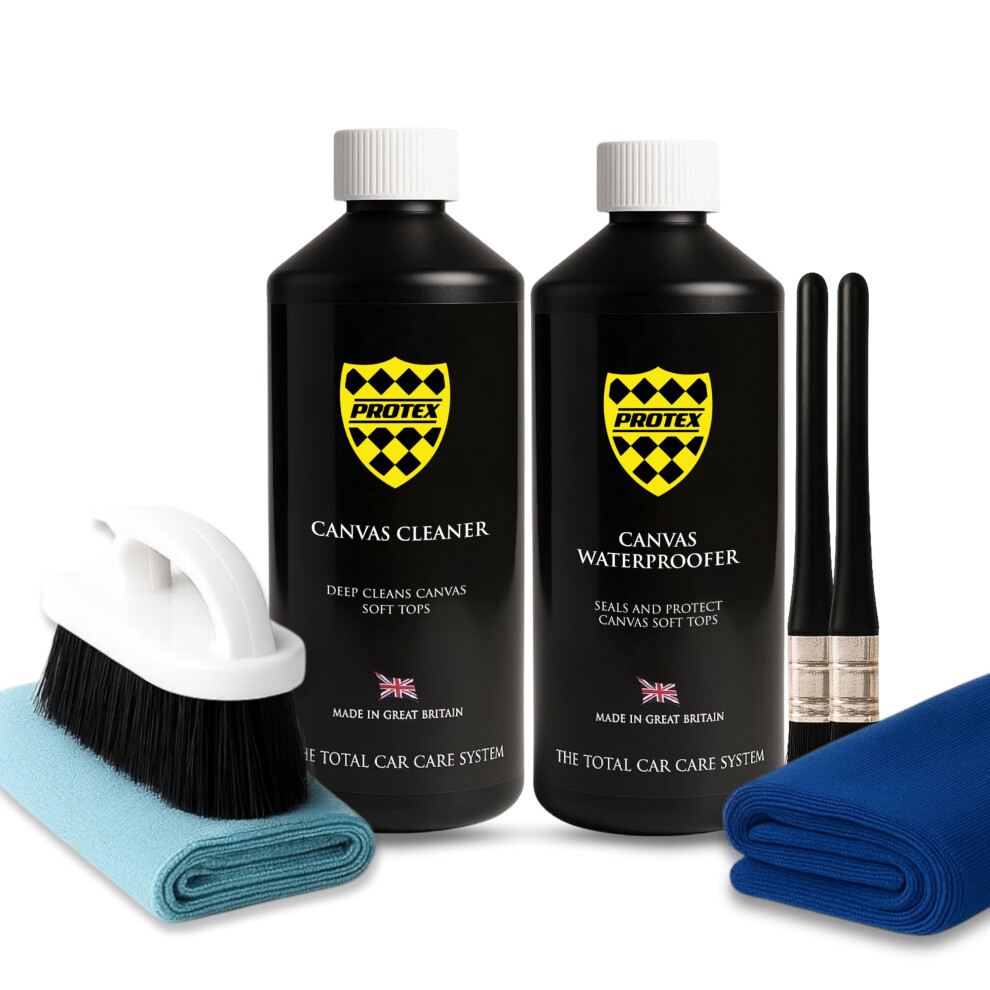 Protex Convertible Soft Top Care Kit With Canvas Cleaner & Waterproofer - 500Ml, Giant Microfibre Towel, Brushes And Microfibre Clothes - Complete Ki 53572332