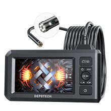 DEPSTECH Dual Lens Industrial Endoscope, 1080P Digital Borescope Inspection Camera, 7.9mm IP67 Waterproof Sewer Camera with 4.3" IPS Screen, 7 LED Li