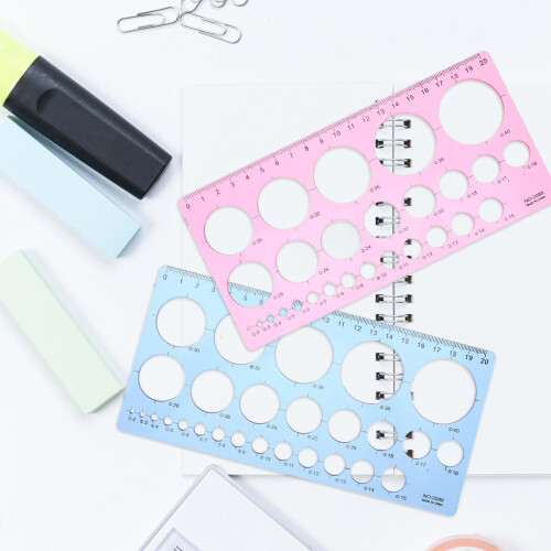 2Pièces Règles Géométriques Plastique Colorées Outils Précis 2