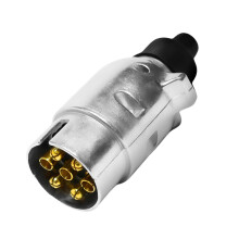 7 Pin Trailer Plug 12V Plug Towbar Socket Towing Trailer Socket 7 Pole Round Wiring Connector 7Pin Board Plugs Heavy Duty Waterproof Metal Aluminum A