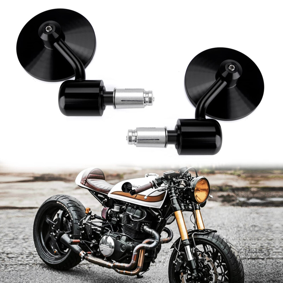 7/8" 22Mm Motorcycle Handlebar Bar End Mirror 3 Inch Round Rear View Side Mirror For Scooter Chopper Cruiser(Black) Black 13180577