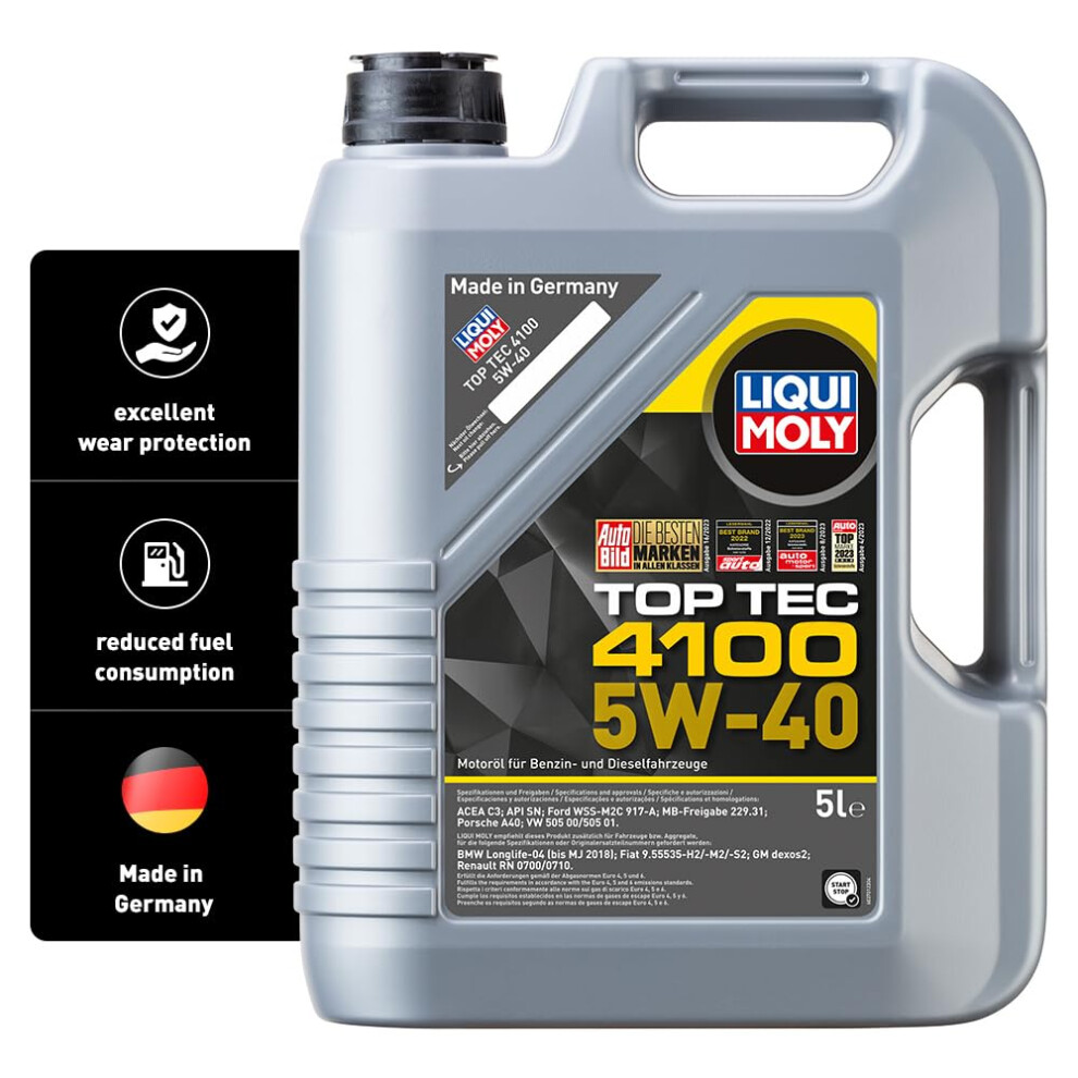 Liqui Moly Top Tec 4100 5W-40 | 5 L | Synthesis Technology Motor Oil | Sku: 9511 4100420026867