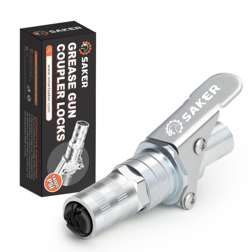 Saker Grease Gun Coupler-Upgrade To14000 Psi,Duty Quick Release Grease Couplers,Compatible With All Grease Guns 1/8" Npt Fittings(1 Pc) 5051226452741