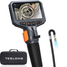 Dual Lens Articulating Inspection Camera, Teslong 4.5'' IPS Endoscope Inspection Camera with Articulated Probe, Flexible Borescope with Light for Wall
