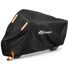 toptrek Motorbike Cover, 210D Oxford XXL Motorcycle Cover Waterproof with Orange Lock Holes and Windproof Buckles, Dustproof UV Protection Scooter Mo