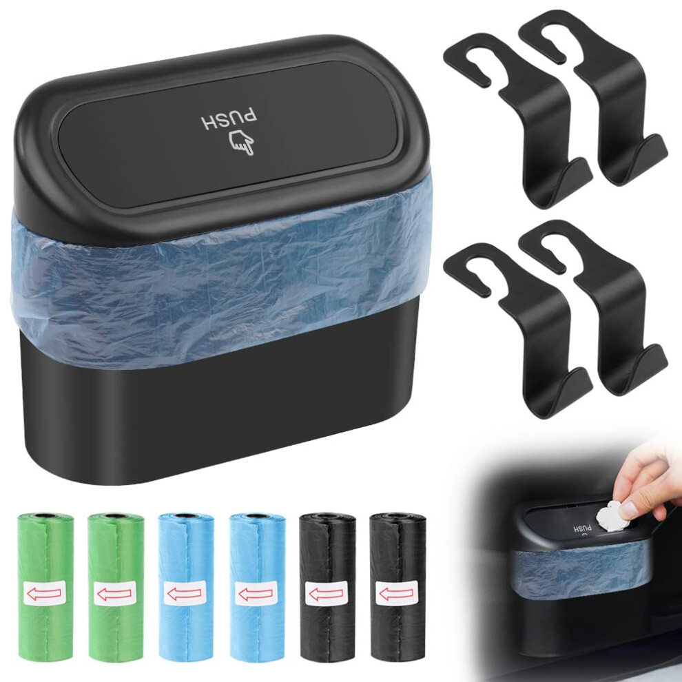 Uraqt Car Bin, Mini Car Bin With Lid, Portable Car Trash Can With 90 Pcs Disposable Garbage Bags And 4 Hooks, Multi-Purpose Car Rubbish Bin For Car T 5716128943833