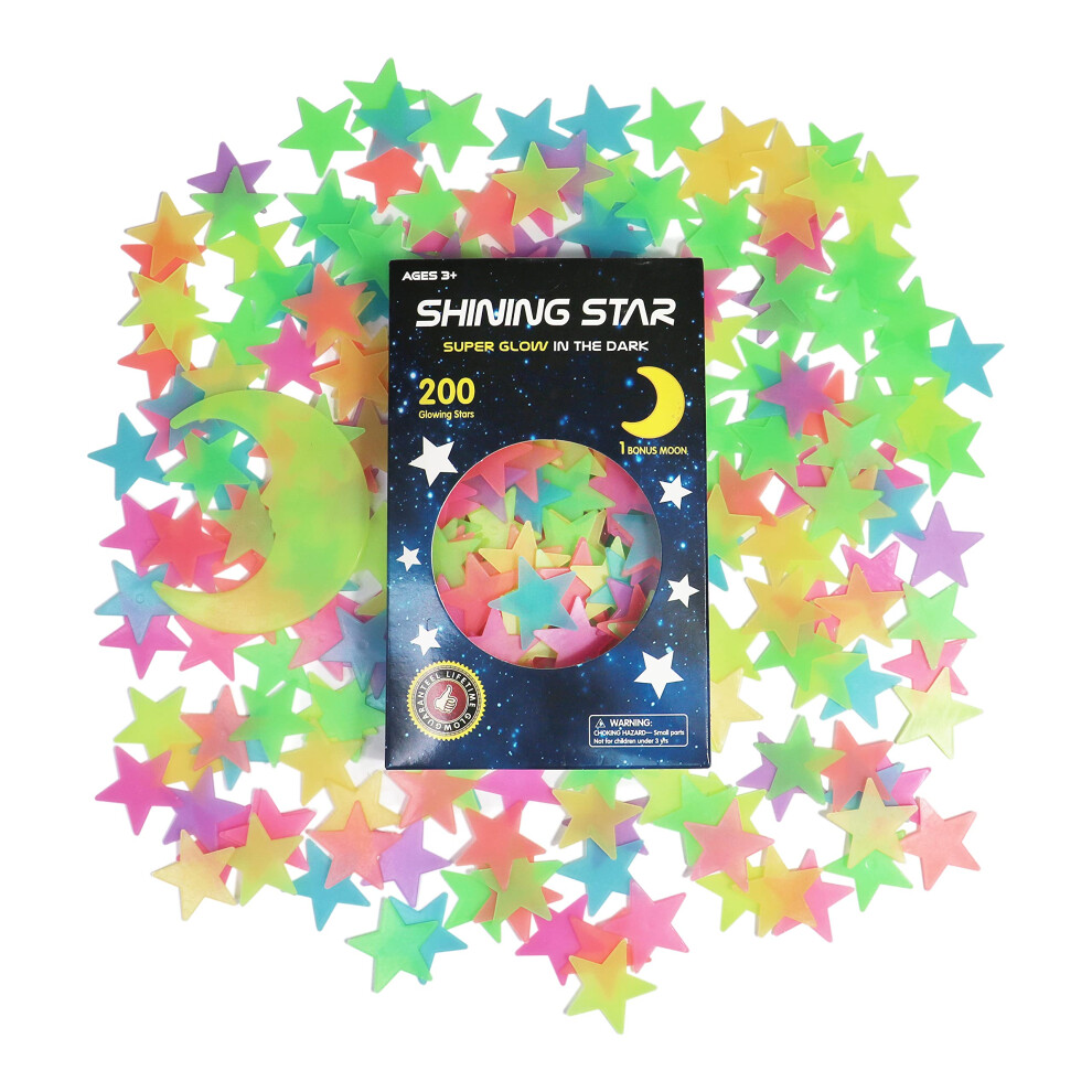 Glocarnival Glow In The Dark 200Pcs 3D Glowing Stars And Moon Stickers For Kids Bedroom, Luminous Stars Create Realistic Starry Sky, Room Decor, Wall Stickers
