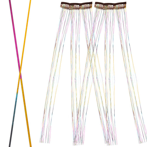 24Pièces Extensions Tinsel Pailletées Clipables Colorées 1