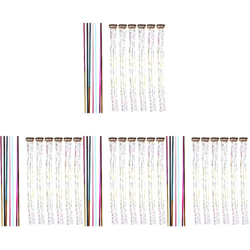 24Pièces Extensions Tinsel Pailletées Clipables Colorées 2