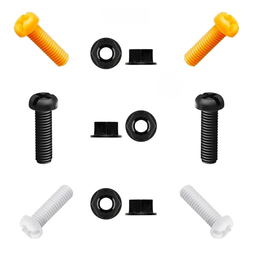 Yuva Car Number Plate Screws And Nuts Kit, 6 Sets 12 Piece, Mixed Colours, Plastic License Plate Fixing Bolts 37473419