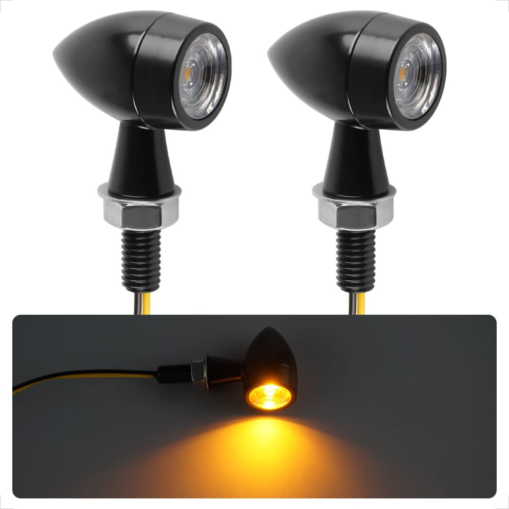 Evermotor Motorbike Indicators, 2Pcs Led Indicators Motorcycle, 12V E-Mark Turn Signals Lights, Mini Bullet Indicator Ip67 Waterproof 5002142689841