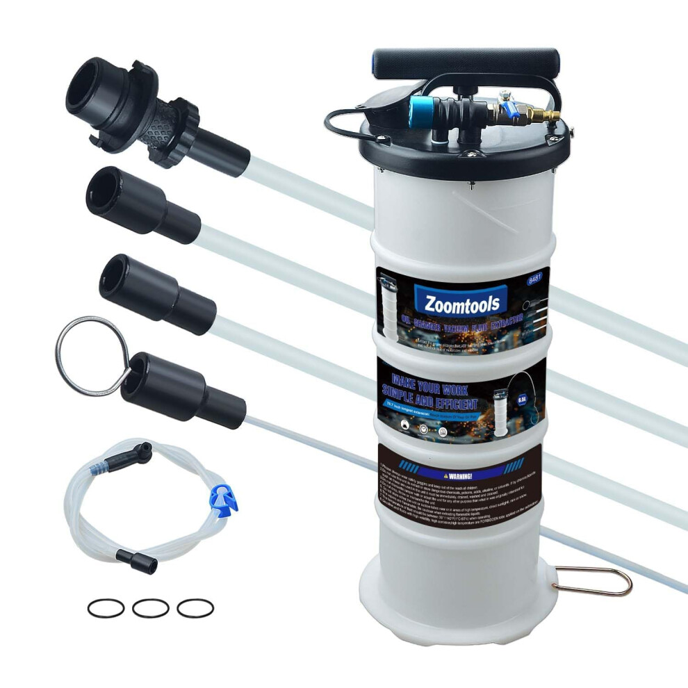 Zoomtools 6.5 L Pneumatic Manual Fluid Extractor Pump Oil Change & Fluid Change Tool Vacuum Fluid Extractor 5009316576747