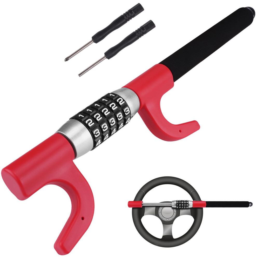 Photos - Car Alarm Tevlaphee Steering Wheel Lock, 5-Digit Keyless Combination Anti-Theft Device, Heavy Duty Universal Fit for Cars/SUVs/Vans/Tr