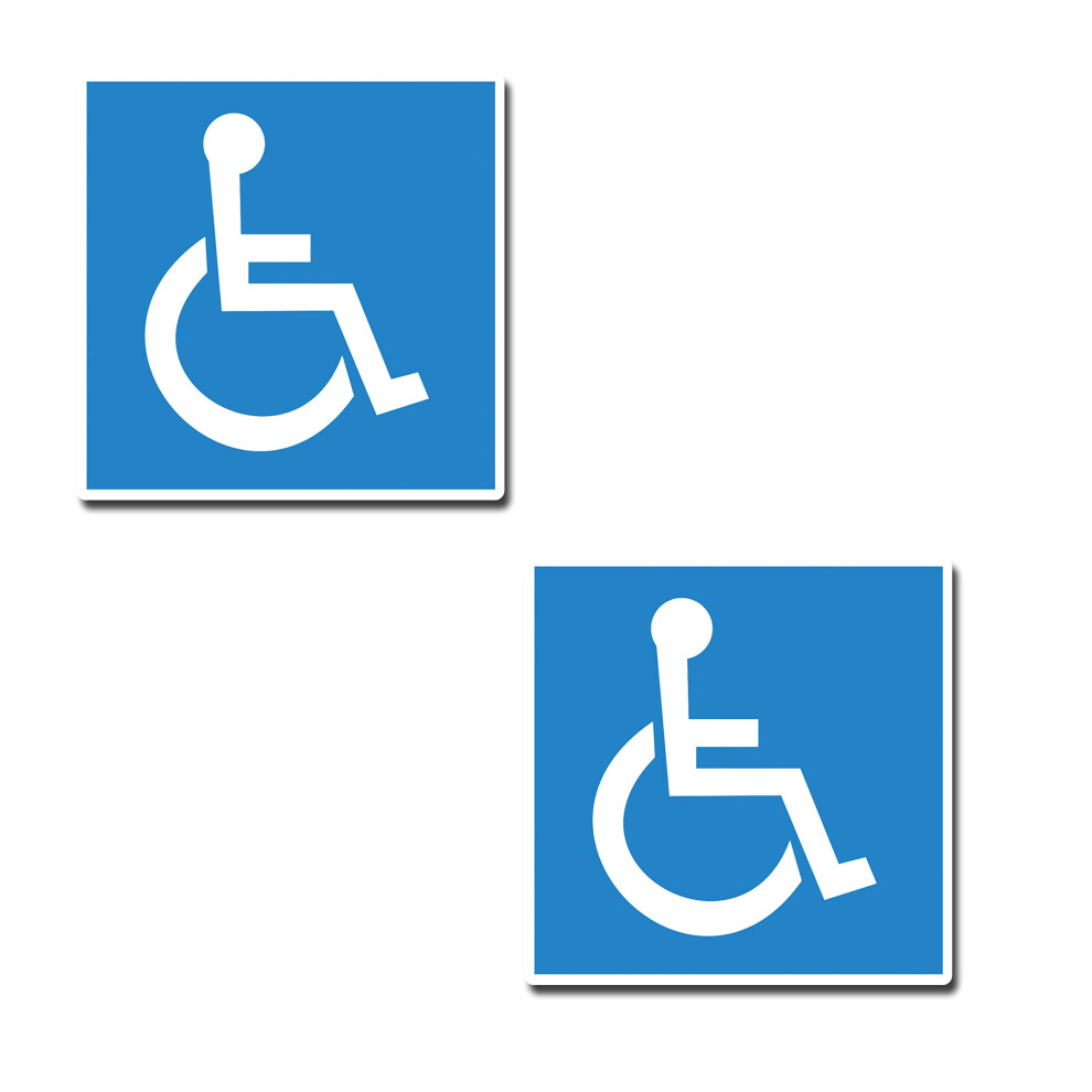 2 X Disabled Mobility Badge Car Bus Sticker Campervan Caravan Decal #0218 (Static Cling) Blue 5051226437953