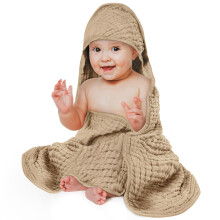 Aolso Baby Towel with Hood, 100% Muslin Cotton Baby Towels, 80x80cm Soft and Absorbent Large Toddler Bath Towel for Newborn and Infant-Muslin Cotton-