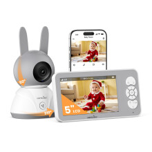 wansview Video Baby Monitor Camera, Dual-Band WiFi Baby Monitor with Camera and Night Vision, APP & 5" Battery Screen Control, Human&Sound Detect