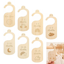 7 PCS Baby Wardrobe Dividers, Cartoon Baby Clothes Storage, Wood Safe Wardrobe Separators from Newborn to 24 Months, Baby Products