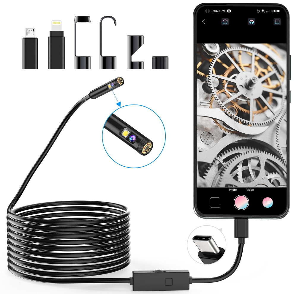 Lightswim 1920P Dual Lens Endoscope Snake Inspection Camera, Type C 5008003045542