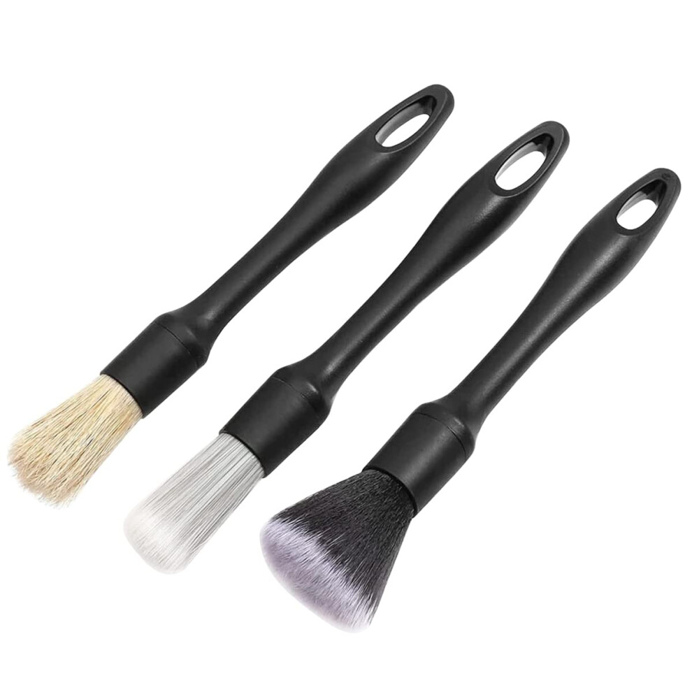 Adifare 3Pcs Car Detailing Brushes Set Soft Auto Detailing Brush Kit Interchangeable Different Sized Car Detail Cleaning Tool Reusable Car Detailing 5006917619668